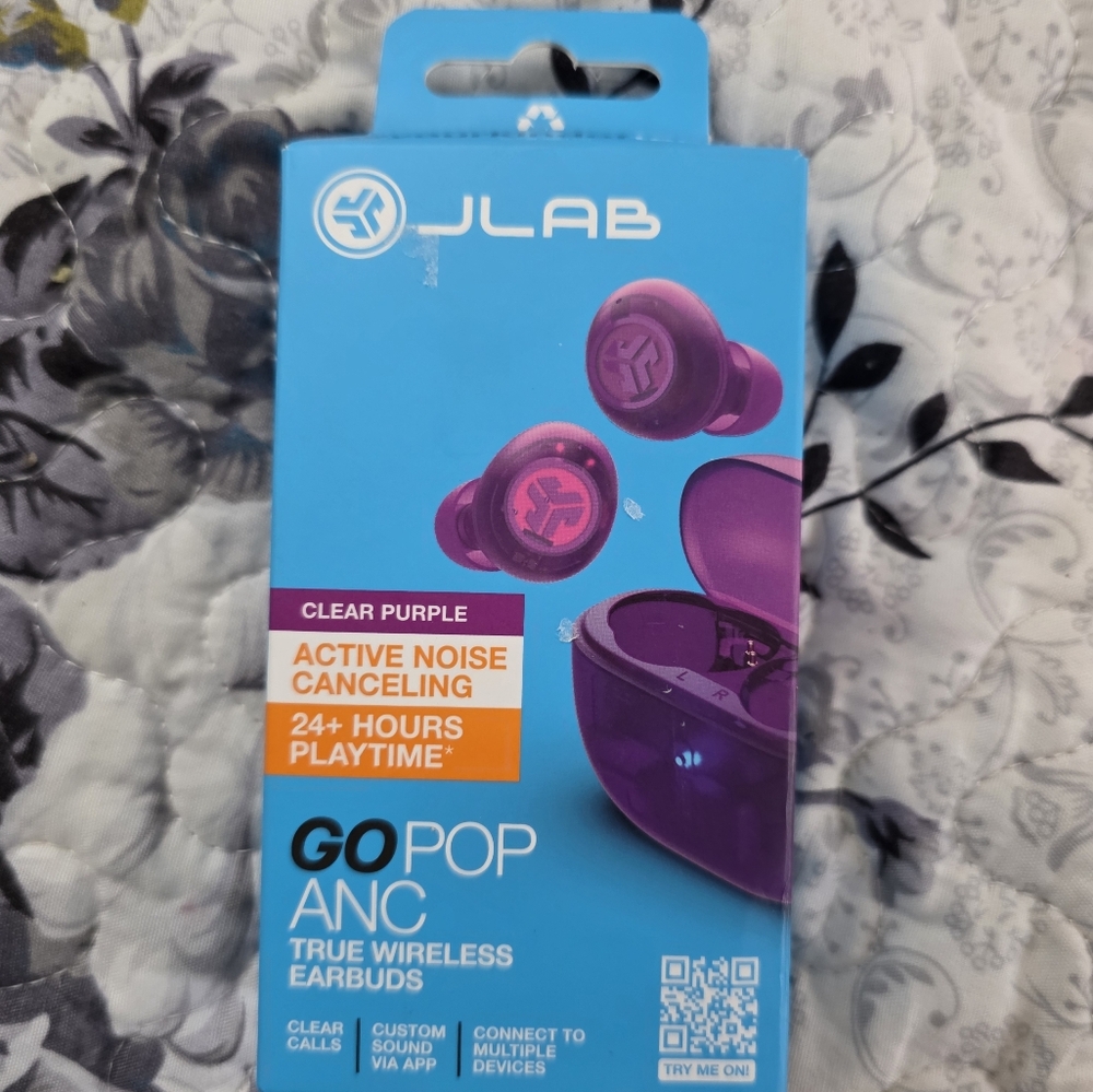 JLab Go Pop ANC True Wireless Earbuds - Clear Purple